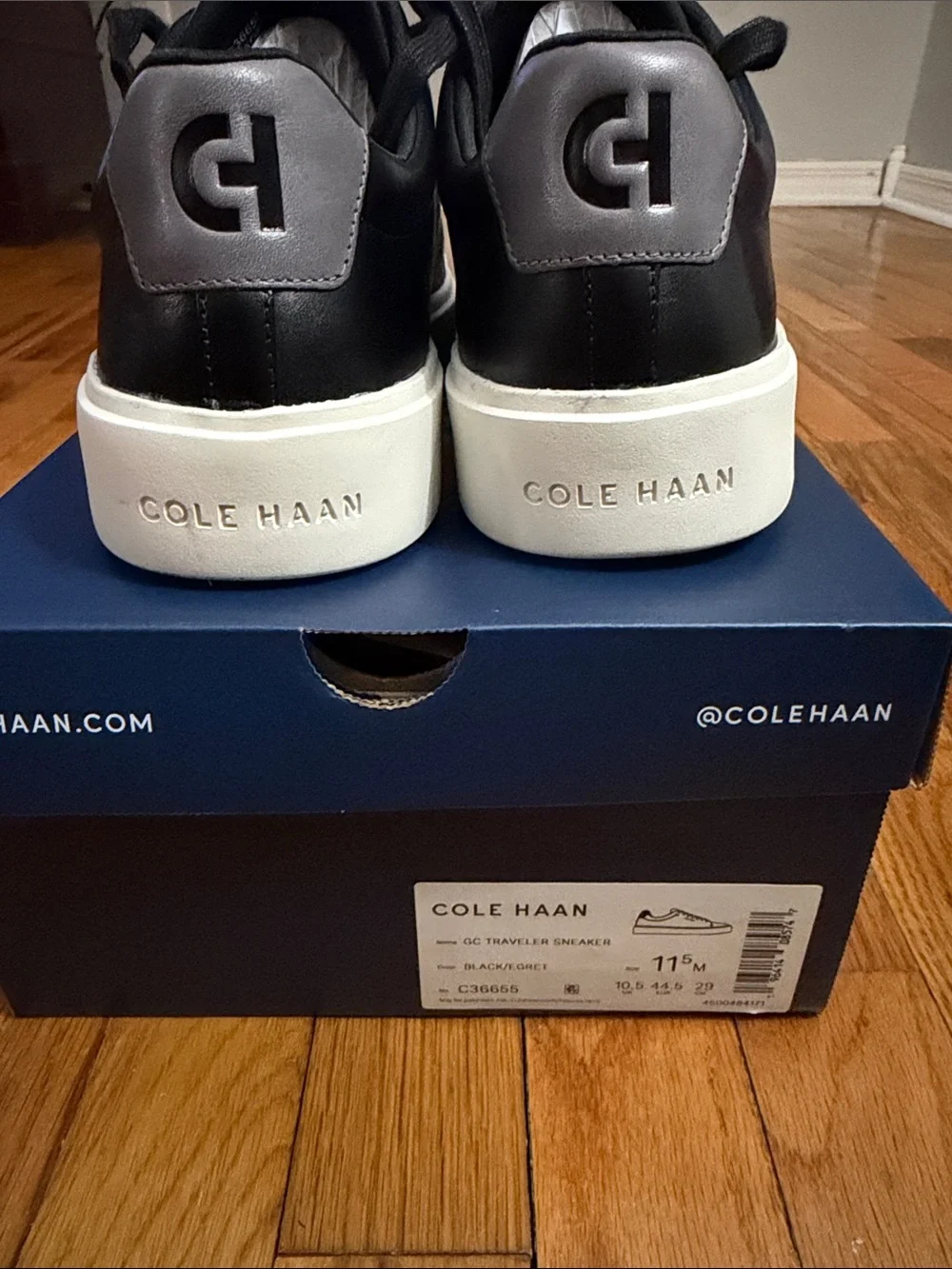 Cole Haan Black Leather Sneakers with White Sole